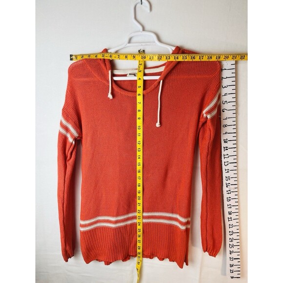 Mossimo Hoodie Knit Orange Sweater Size Med Long Sleeve Pullover - Picture 5 of 7